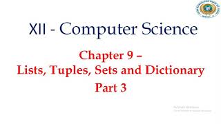 12 CS Chapter 9 List - Set operations part 3