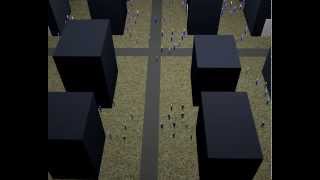 Simulating crowd of pedestrians / Simulation de pietons