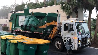 Waste Management LE Heil Python Garbage Truck Double Dumping a Massive Cart Line