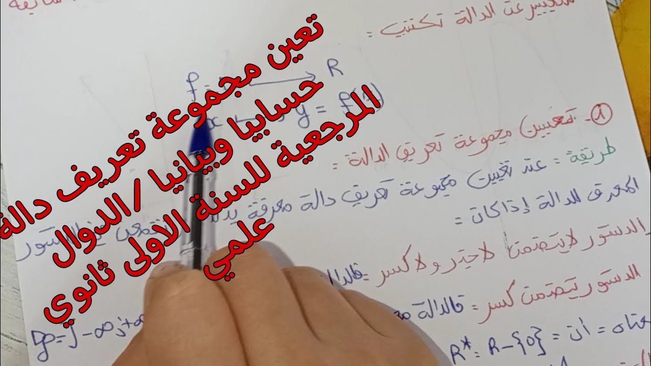 الدوال المرجعية/تعين مجموعة تعريف الدالة  حسابيا وبيانيا اولى ثانوي علمي