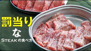 車中泊飯 罰当たりなステーキの食べ方 いただきステーキ