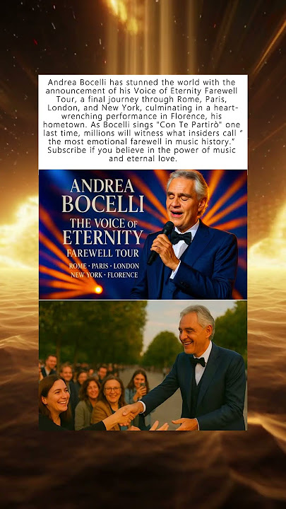 🎶 Andrea Bocelli’s Final Farewell: The Voice of Eternity Tour 🎶