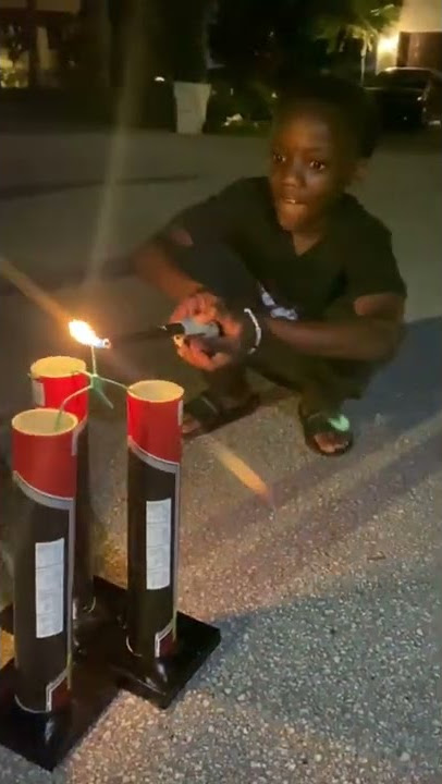 Boy Lights Fireworks For The First Time