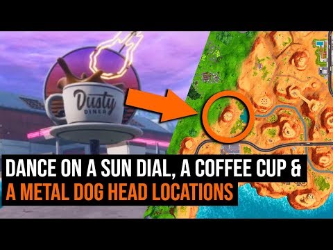 Video: Fortnite Sundial, överdimensionerad Kopp Kaffe, Gigantiska Hundhuvudplatser