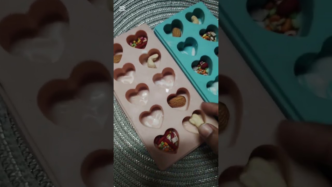 Home made chocolate | pan masalah, seeds & nuts filled chocolate | heart shaped  