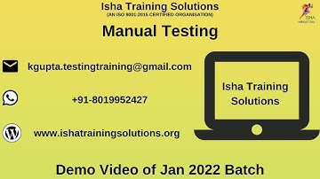 Manual Testing  Demo on 12th Jan 2022. Pls call or whatsapp us on +91-8019952427 to enroll