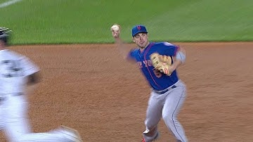 NYM@NYY: Wright fires to first for inning-ending out