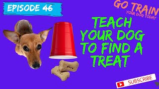 How to teach your dog to find a treat under a cup