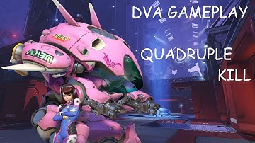 Overwatch Gameplay D.VA (QUADRUPLE KILL)