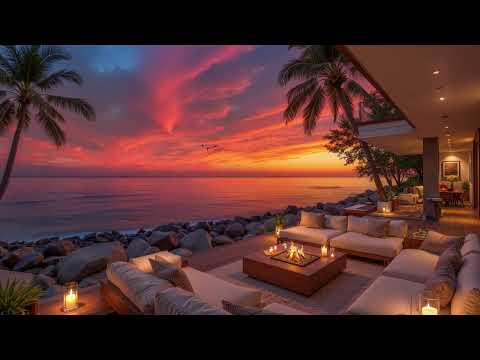 Sunset Ocean Villa Jazz 🌅 Cozy Beachfront Lounge with Relaxing Tropical Night Ambience