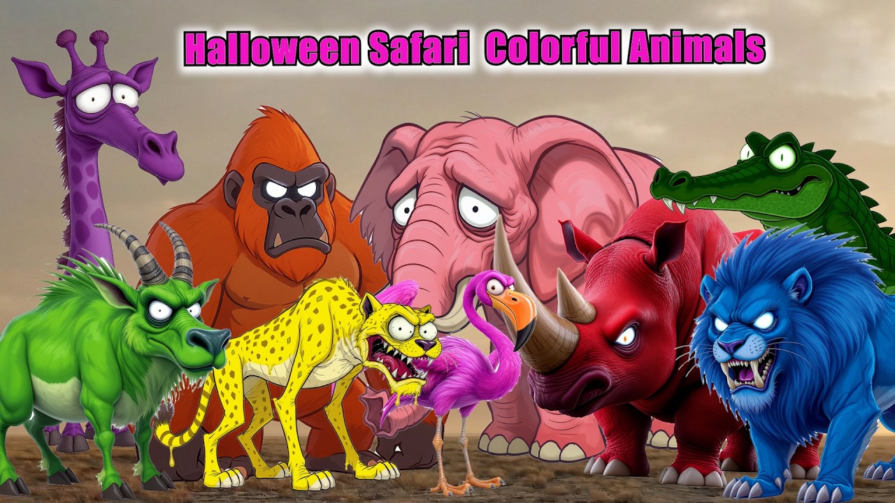 Halloween Safari Colorful Animal Sounds | Nursery Rhymes for Babies | LittleKidsTV 