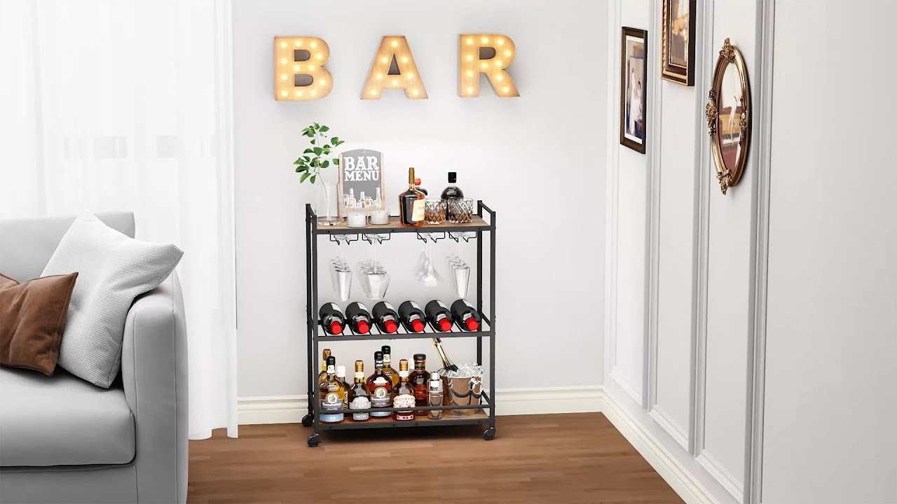 3 Tier Bar Cart with Wine Rack - Lifewit – Lifewitstore