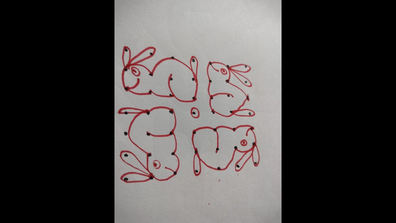 Cute Rabbit Rangoli🐇🐇 (7*7) - YouTube