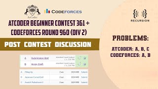 Atcoder Beginner Contest 361 + Codeforces Round 960 ( Div 2)  | Post Contest Discussion
