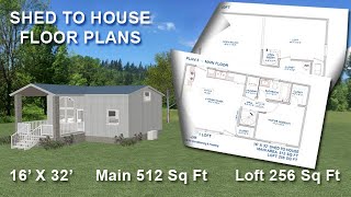 16'X32' Shed to House Floor Plans – Tiny House - 1 Bedroom 1 Bathroom with a Loft by questmatrix 2,574 views 1 year ago 5 minutes, 29 seconds