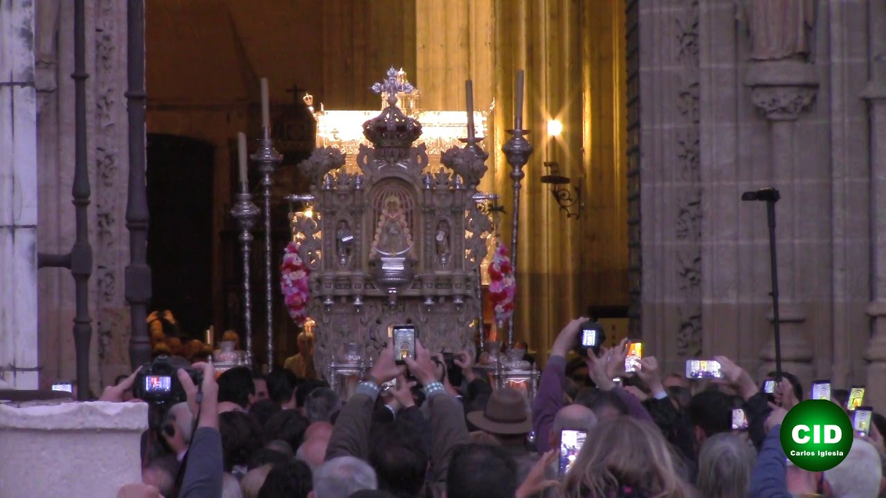 Glorias 2019 - Entrada del simpecado del Rocío de la Macarena a la catedral (Completo)
