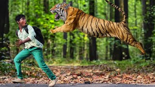 Tiger attack school children in the forest | Royal bengal tiger attack, tiger attack in jungle