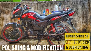 Honda shine sp chain cleaning and lubrication || shine sp Modification #hondashinesp #shinesp125