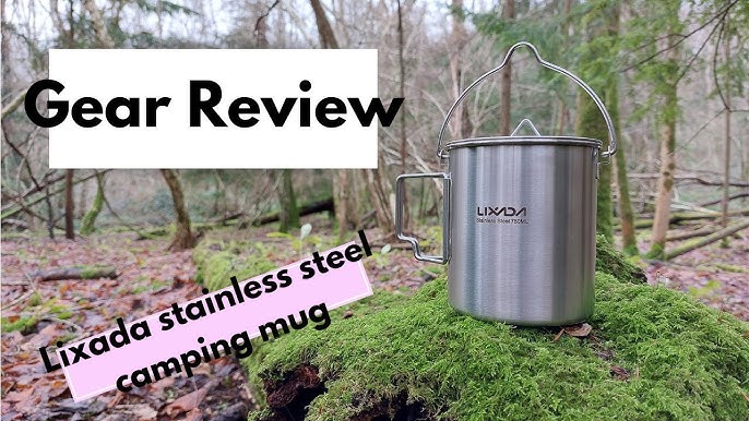 LIXADA Camping Cup Pot,750ml Stainless Steel Water Cup Mug with Foldable  Handles and Lid for Outdoor Camping Hiking Backpacking