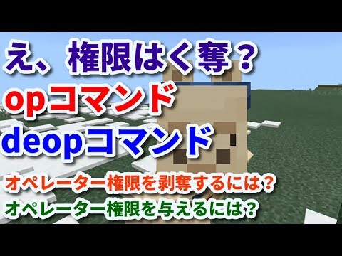 マイクラ統合版 オペレーター権限にしたい時は 取り消したい時は Opコマンド Deopコマンドの使い方 マインクラフト Youtube