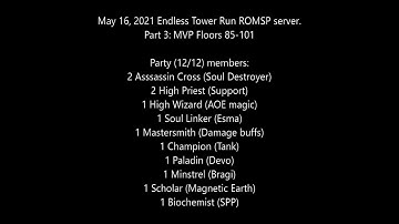 Ragnarok Online MSP: May 16, 2021 Endless Tower Run Assassin Cross POV part 3 Floors 85-101
