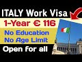 Italy Work Visa 2022 Open Now (Self-employed Category)