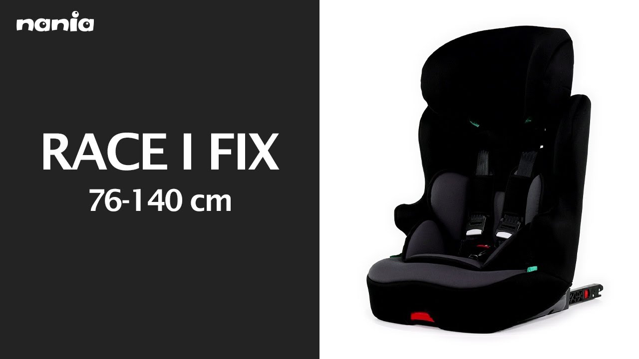 Sièges auto nacelles et coques Nania Siège auto isofix MAX I FIX 76-140 cm  R129 –de 3 à 10 ans – Têtière réglable - Base inclinable - Gris -  Fabrication française