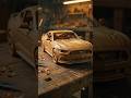 Ford Mustang GT Wooden Carving ASMR 🤯 | Satisfying Wood Sculpture #shorts