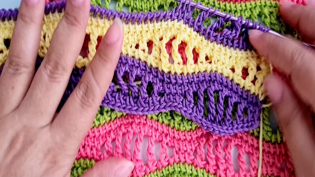 Punto Tunecino para blusas, chal, cubrecama paso a paso