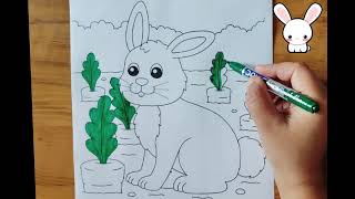 How to color cute rabbit|easy coloring for kids & toddlers| #rabbit