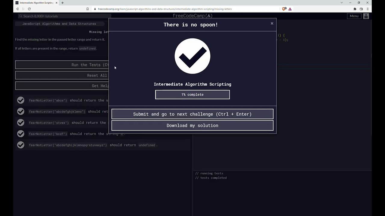 Intermediate Algorithm Scripting (9/21) | Missing letters | freeCodeCamp