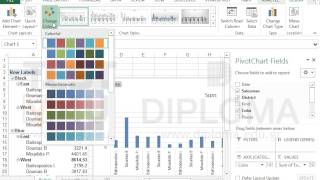 Change the color scheme of the pivot chart to Color 11.