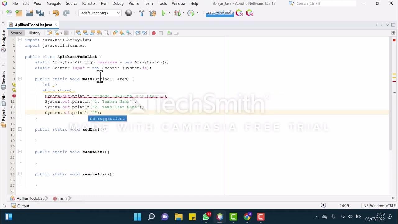 TODO LIST menggunakan ARRAYLIST part 1 - YouTube