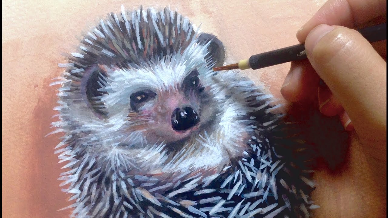 ハリネズミを描く Painting A Hedgehog Youtube