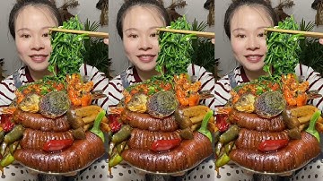 🔥 Homemade Mukbang | Braised Pork, Water Spinach, Eggs & Super Spicy Chili 🌶️ | Super delicious