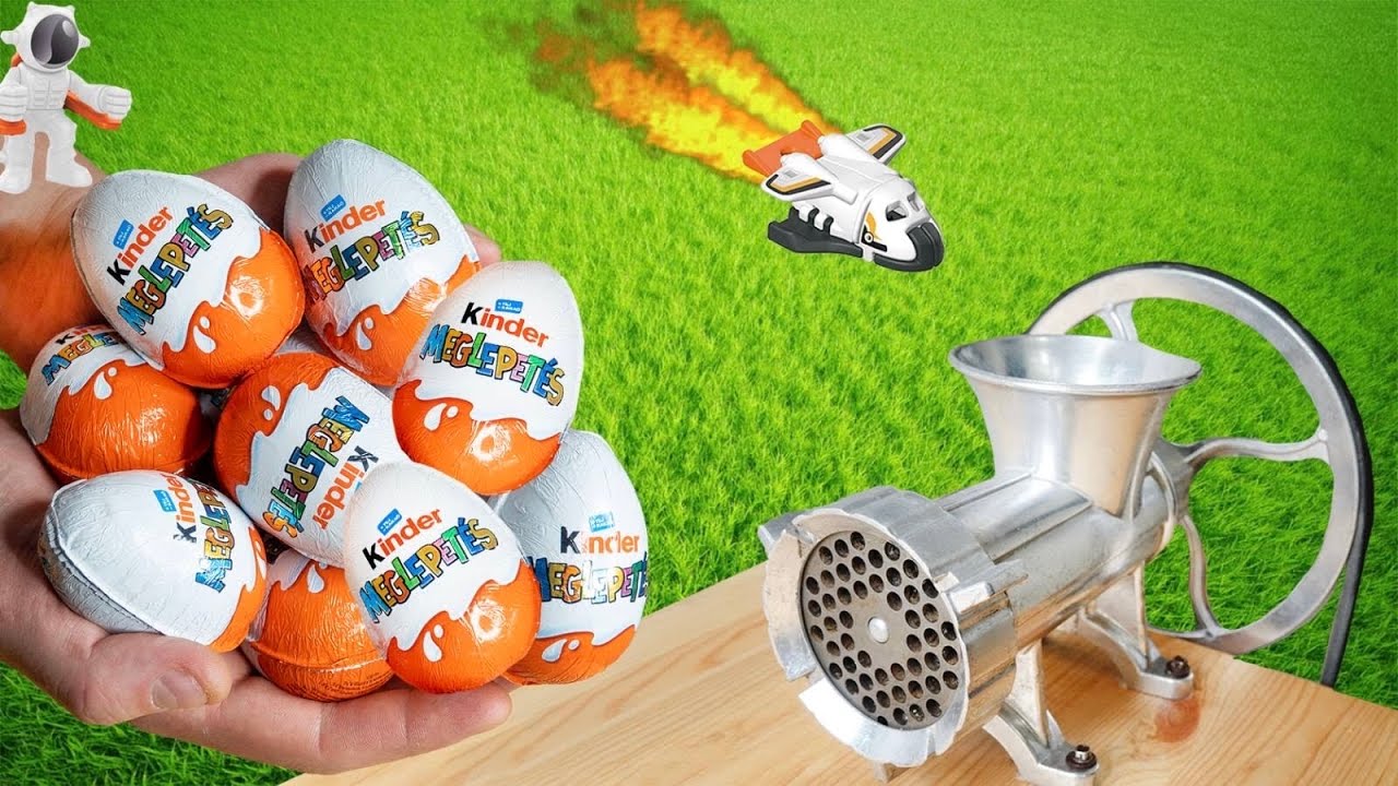 ASMR Unboxing Kinder Surprise Space VS Meat Grinder.Satisfying Video