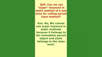 interview question 29. can we use super in static methods? #interviewquestions #java #viral