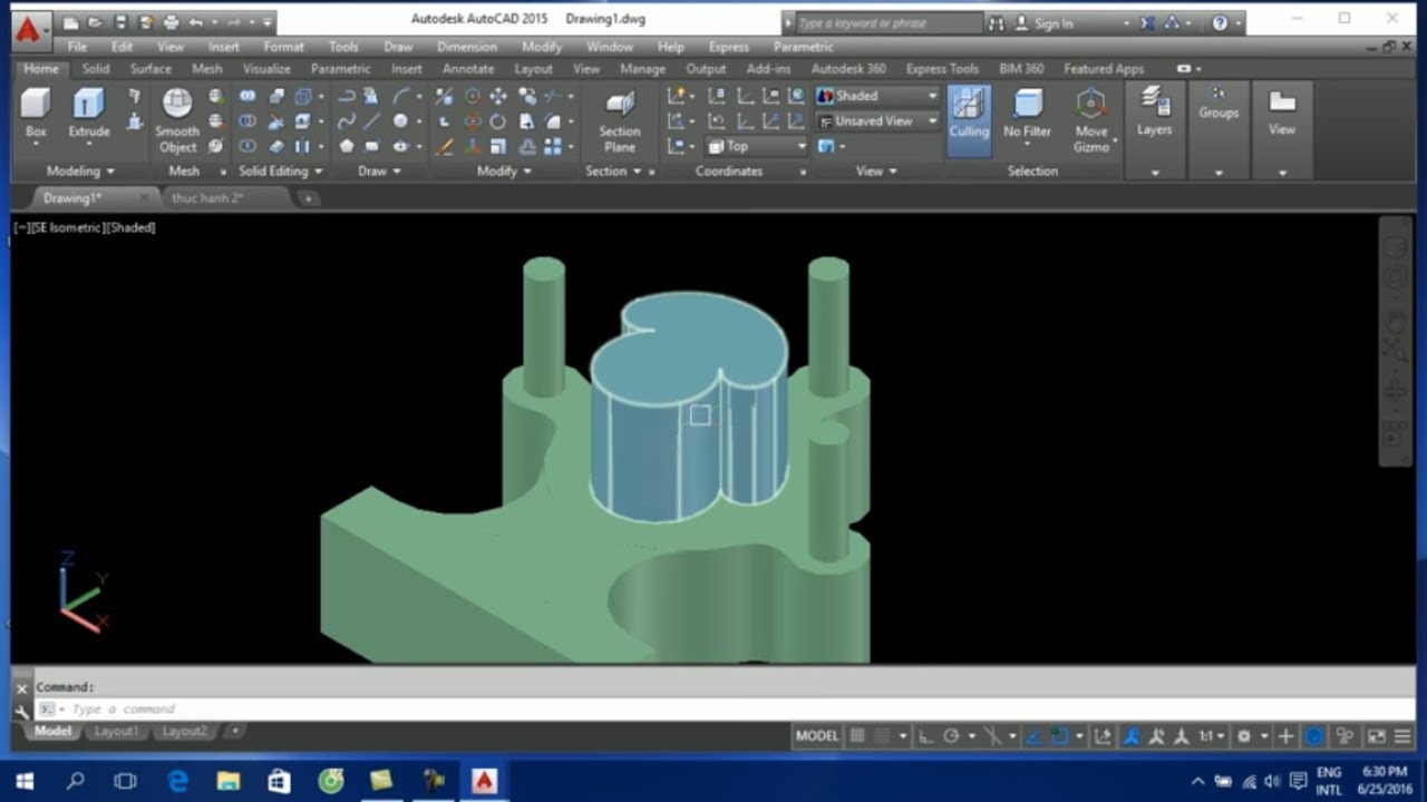 Học vẽ 3d cơ bản | Dạy vẽ AutoCAD 3D cơ bản – bài 1 thực hành vẽ AutoCAD 3D hình khối cơ bản