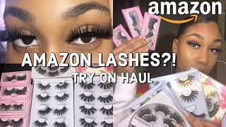 AMAZON MINK LASHES 25 MM REVIEW + TRY-ON HAUL + very affordable 🤑 boujee on a budget!