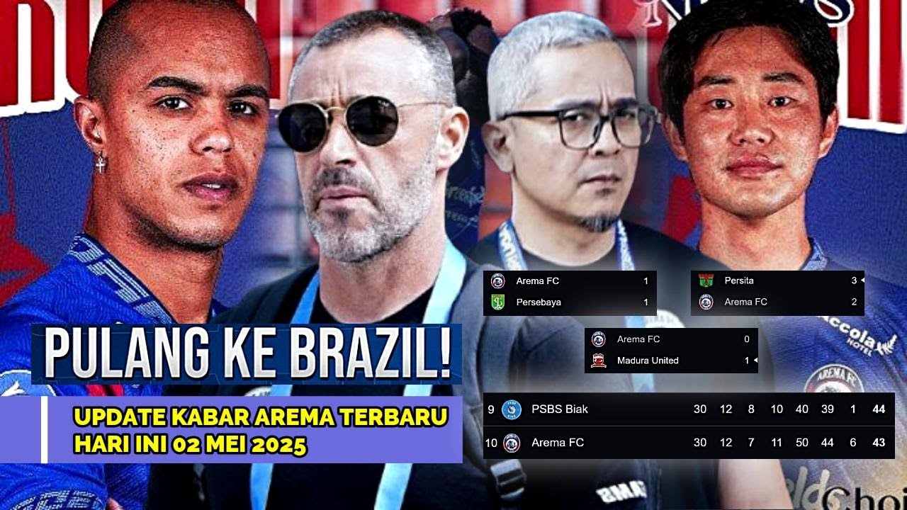 KABAR AREMA ~ 3 Match 0 Menang Ze Gomes Out? Wiliam Pulang ke Brasil, Klasemen Makin Merosot