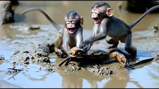 di capit kepiting monyet anak monyet