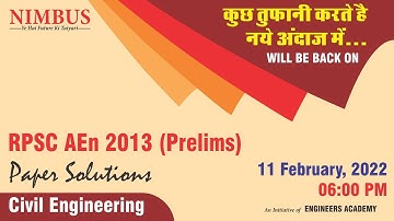 RPSC AEn Pre Paper | Civil Engineering | RPSC AEn Previous Year Paper Solution |RPSC Online Coaching
