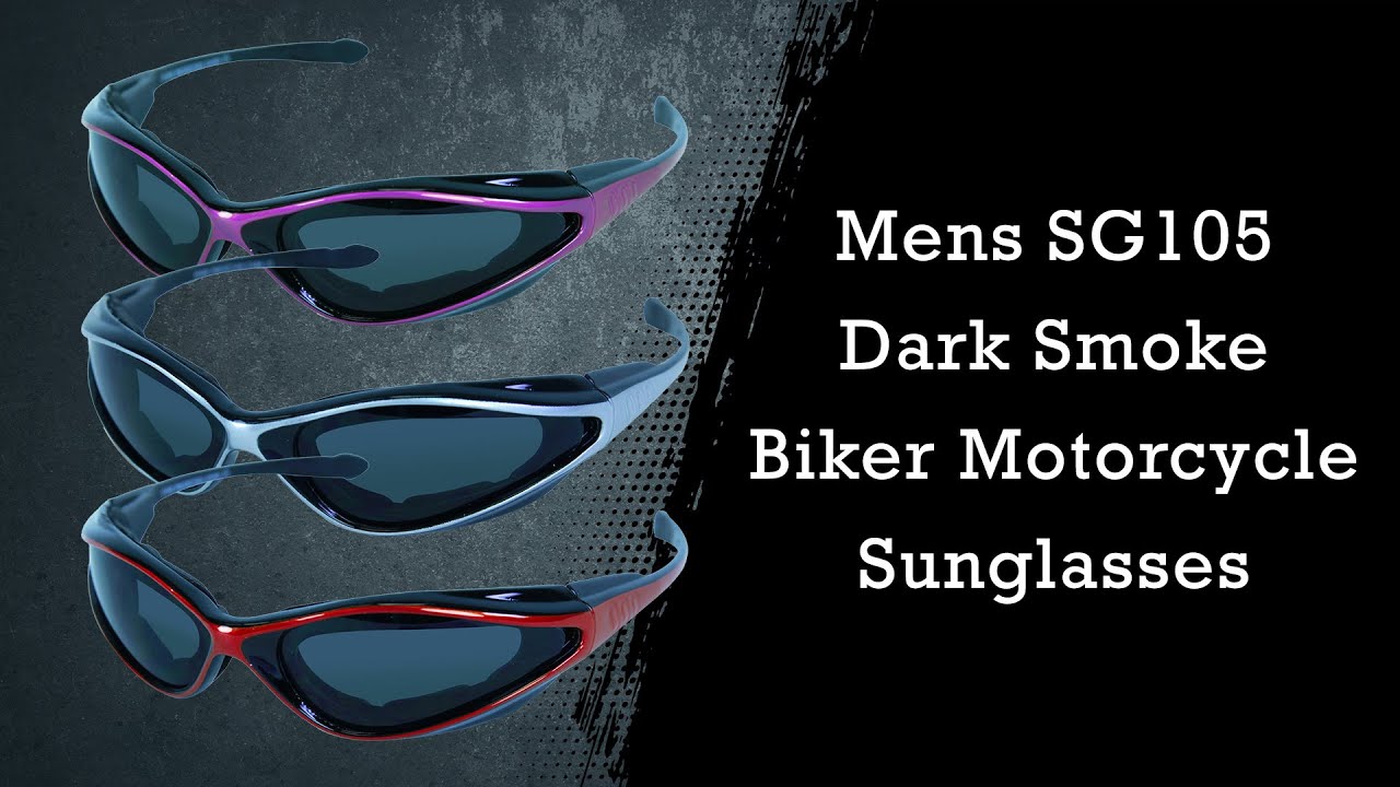 Mens SG105 Dark Smoke Biker Motorcycle Sunglasses - Team Motorcycle