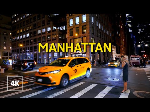 New York, الولايات المتحدة | جولة ليلية في المدينة 4K | 14 أغسطس 2024