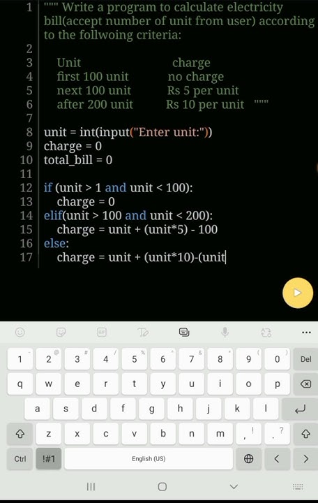 Python program to calculate electricity bill - YouTube