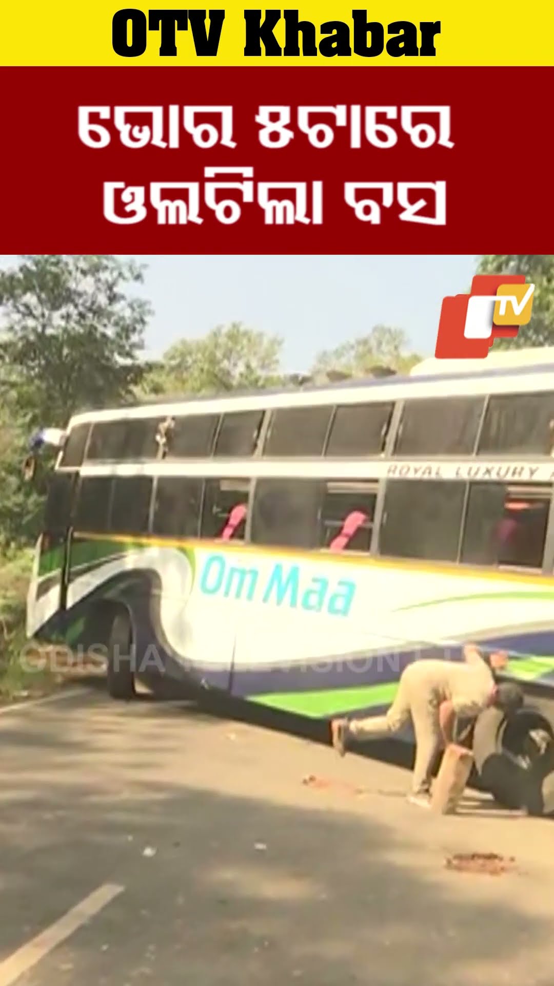 ଗୁପ୍ତେଶ୍ବର ଯିବା ରାସ୍ତାରେ ଘାଟିଲେ ଓଲଟିଲା ବସ।