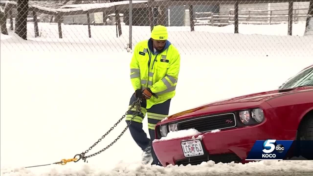 Tow truck drivers work around the clock to help drivers stuck in snow ...