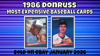 1986 Donruss Most Expensive eBay Sales Baseball Cards  (Jan 2026)