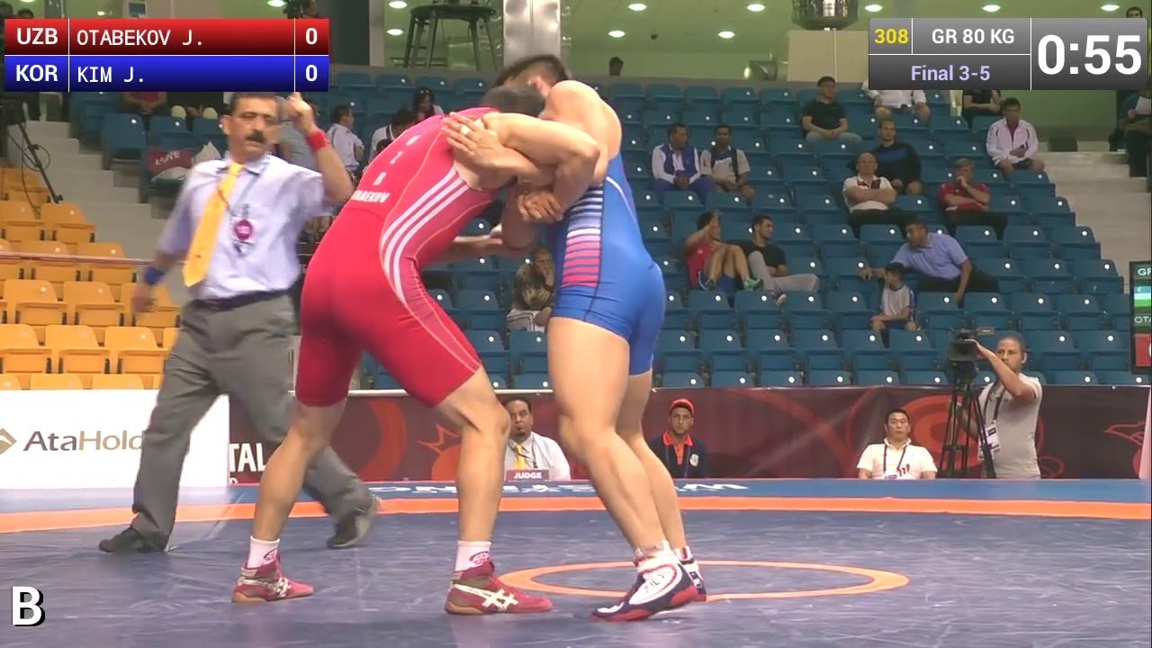 BRONZE GR - 80 kg: J. OTABEKOV (UZB) df. J. KIM (KOR) by FALL, 4-6