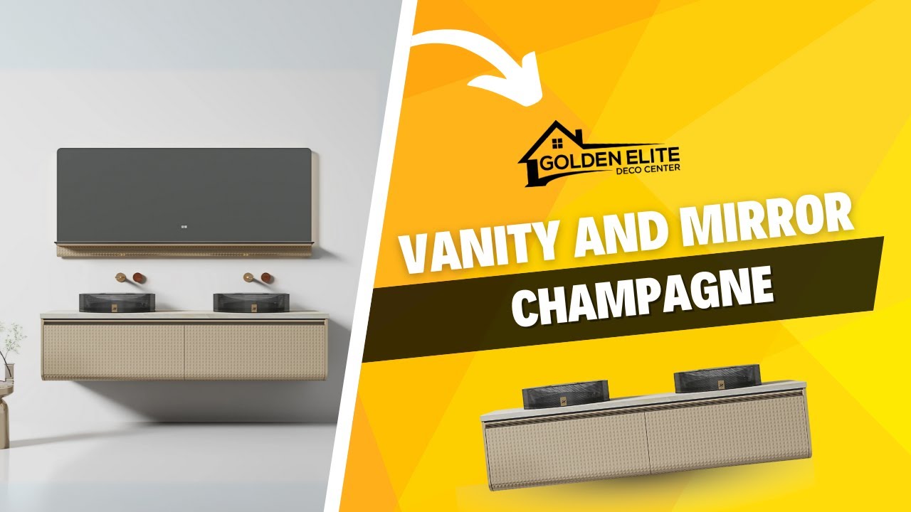 Luxury Bathroom Reveal: Floating Vanity & LED Mirror in Champagne Finish